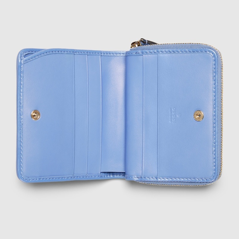 Gvc*1 GG Marmont Mini Wallet Light Blue For Women 4.3in/11cm 795520 AADU1 4322