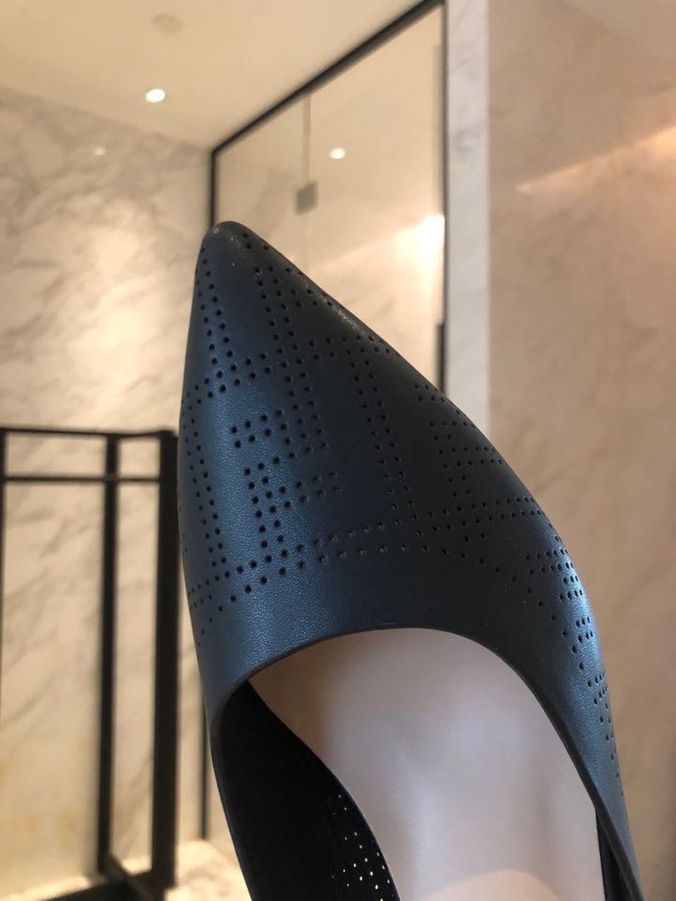 F**di Colibri Perforated FF Sabot Mules 55mm Spring/Summer 2020 Collection, Black