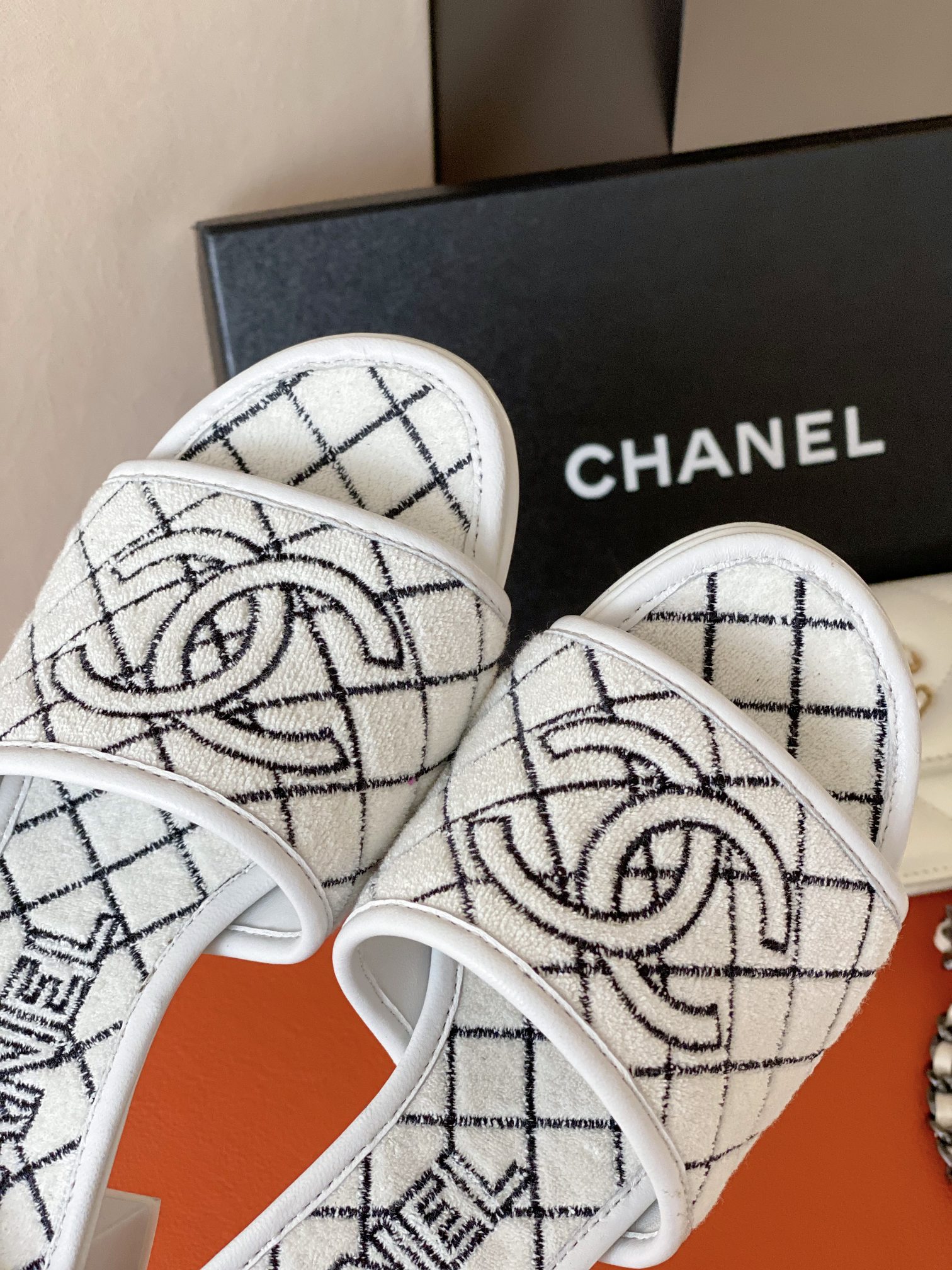 Ch**el Sandals White For Women 1.77in/4.5cm