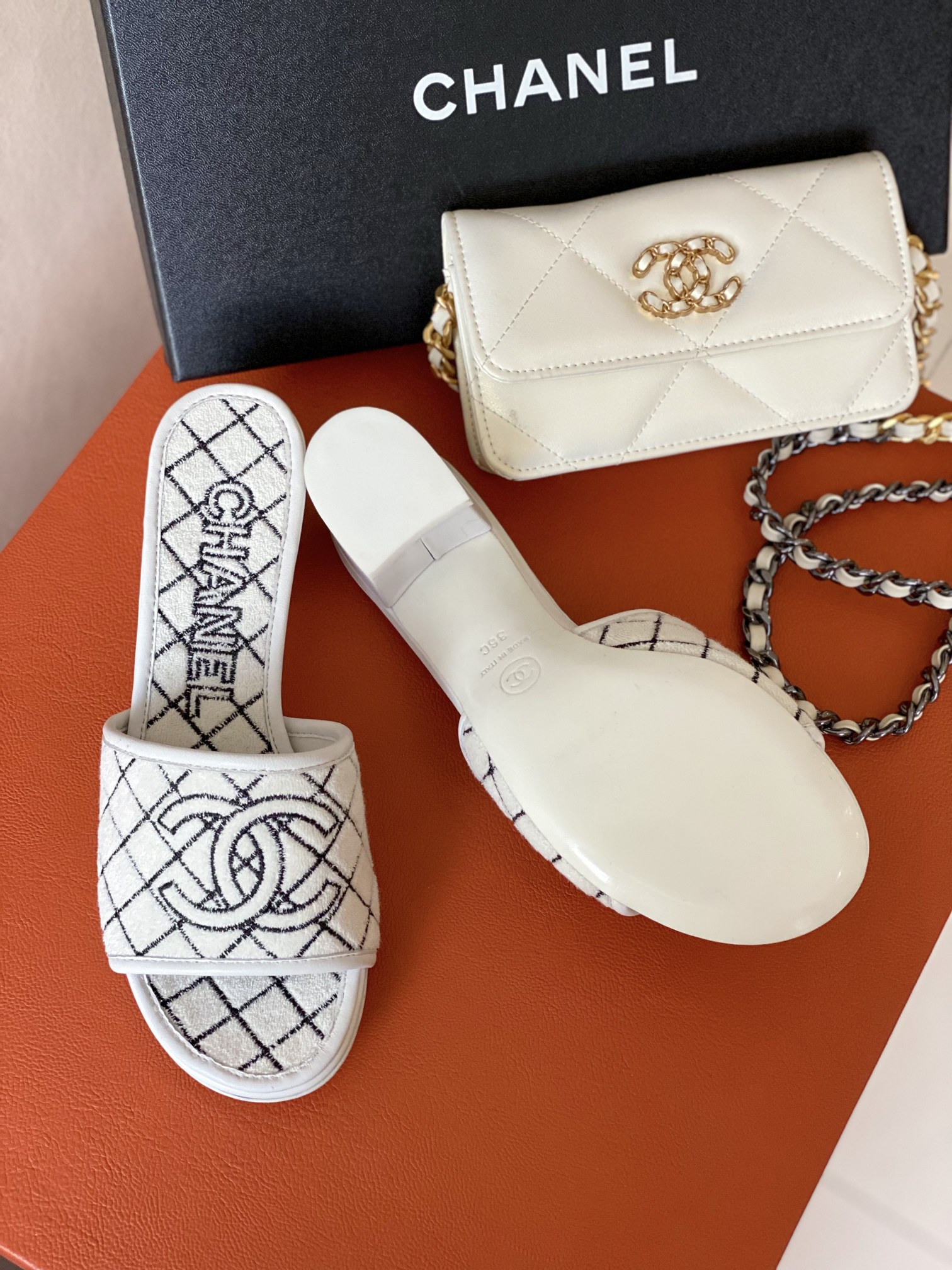 Ch**el Sandals White For Women 1.77in/4.5cm