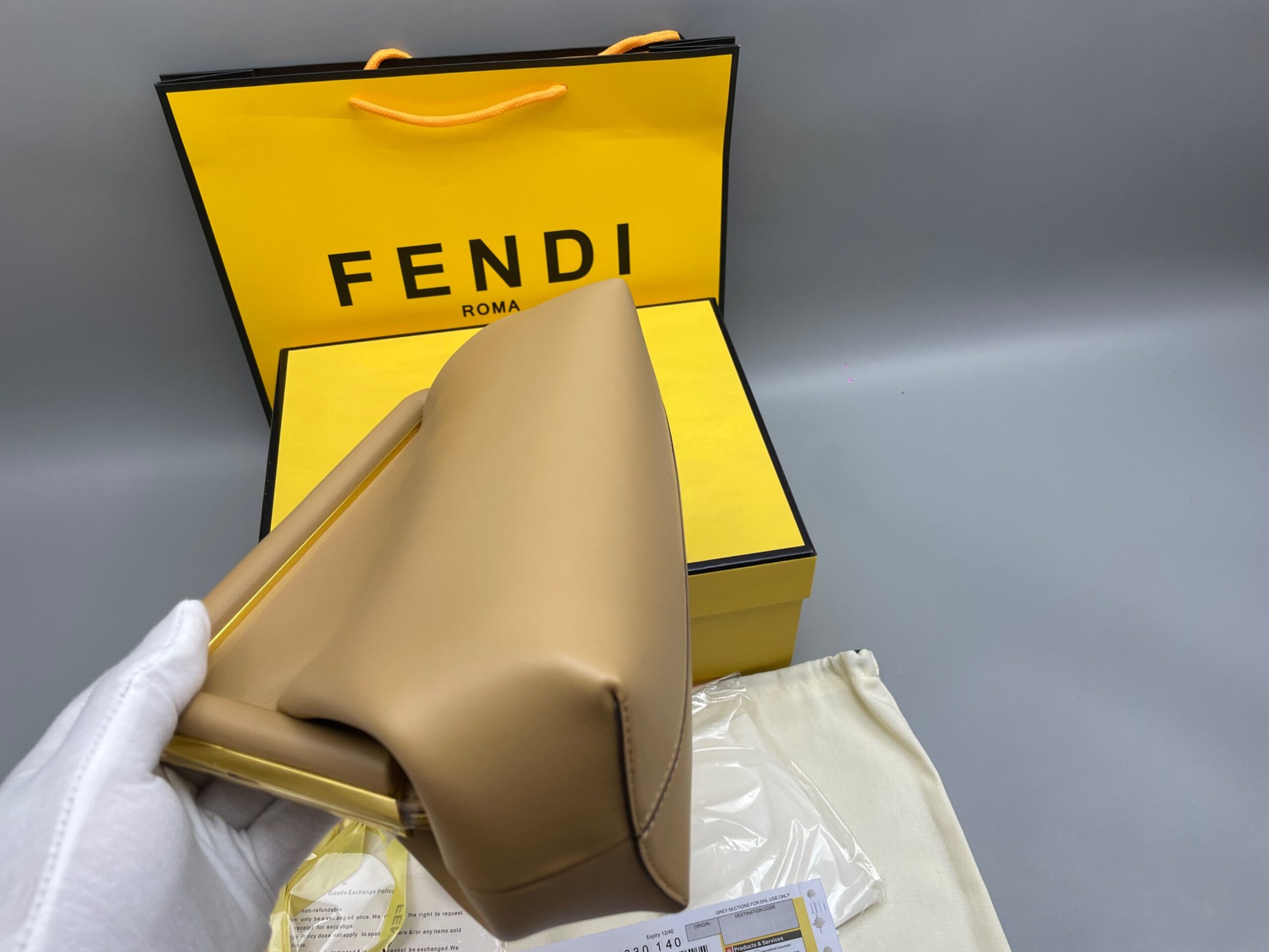 [True-to-ORIGINAL] F**di First Small Bag Beige For Women