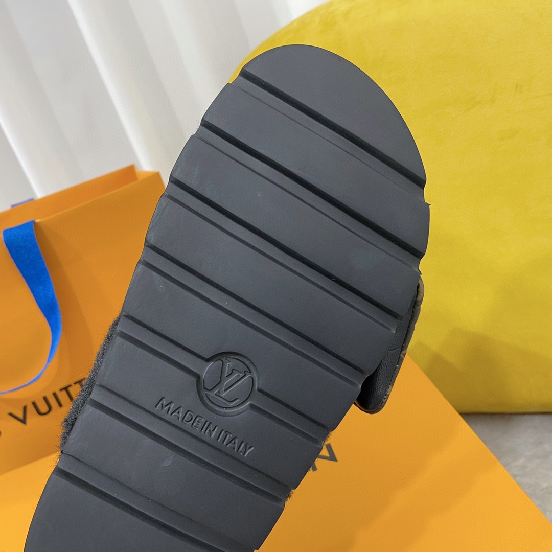 L0vis Vvtt0n Slipper Pillow Flat Comfort Mule Black For Women