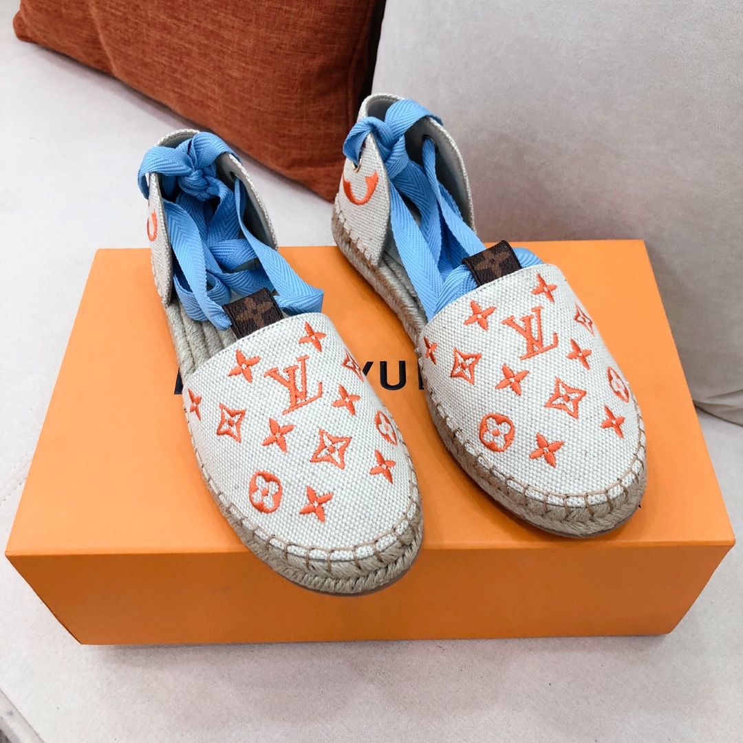 L0vis Vvtt0n Women’s Starboard Flat Espadrille Orange For Women LV