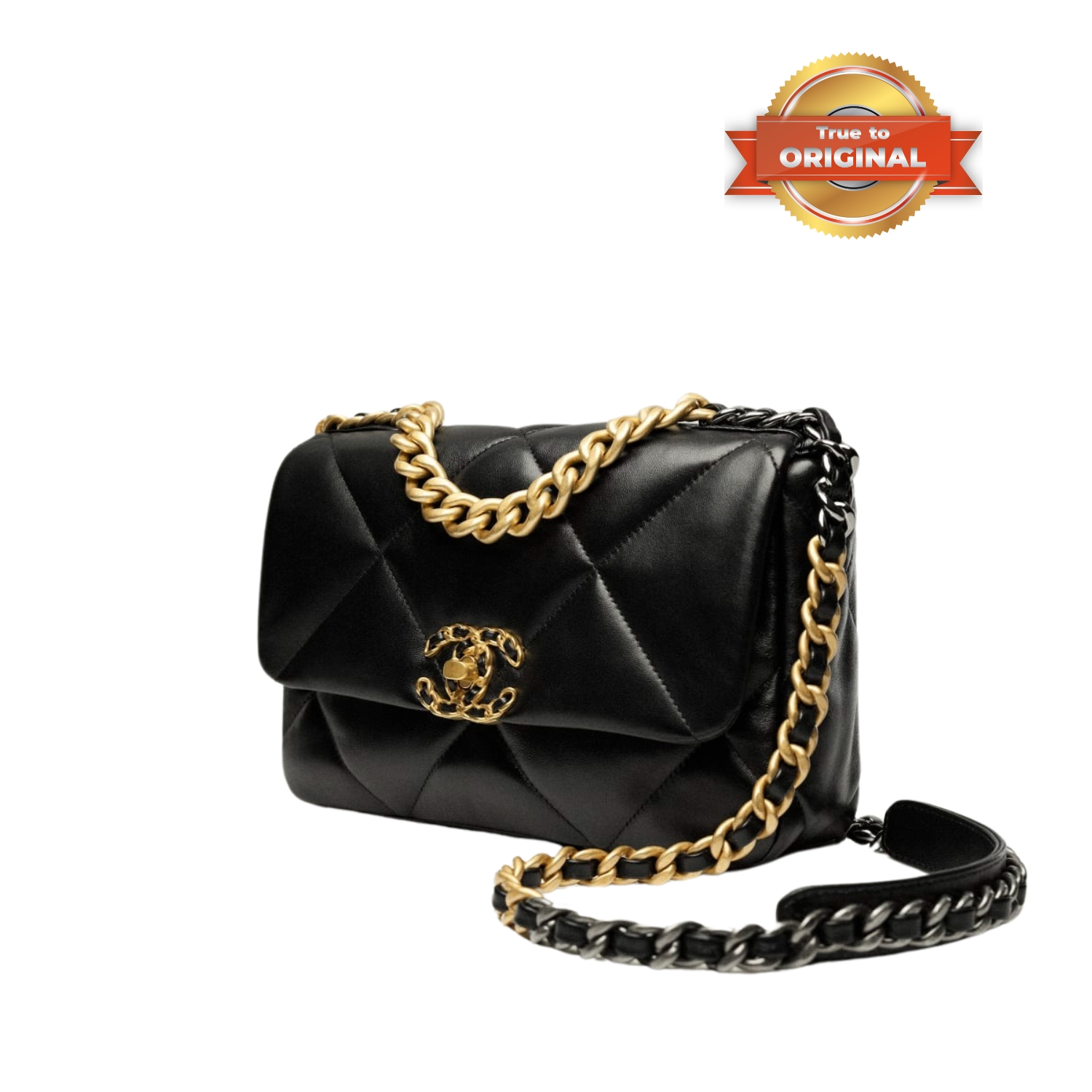 [True-to-ORIGINAL] Ch**el 19 Handbag Black For Women 26cm/10.1in AS1160 B04852 94305