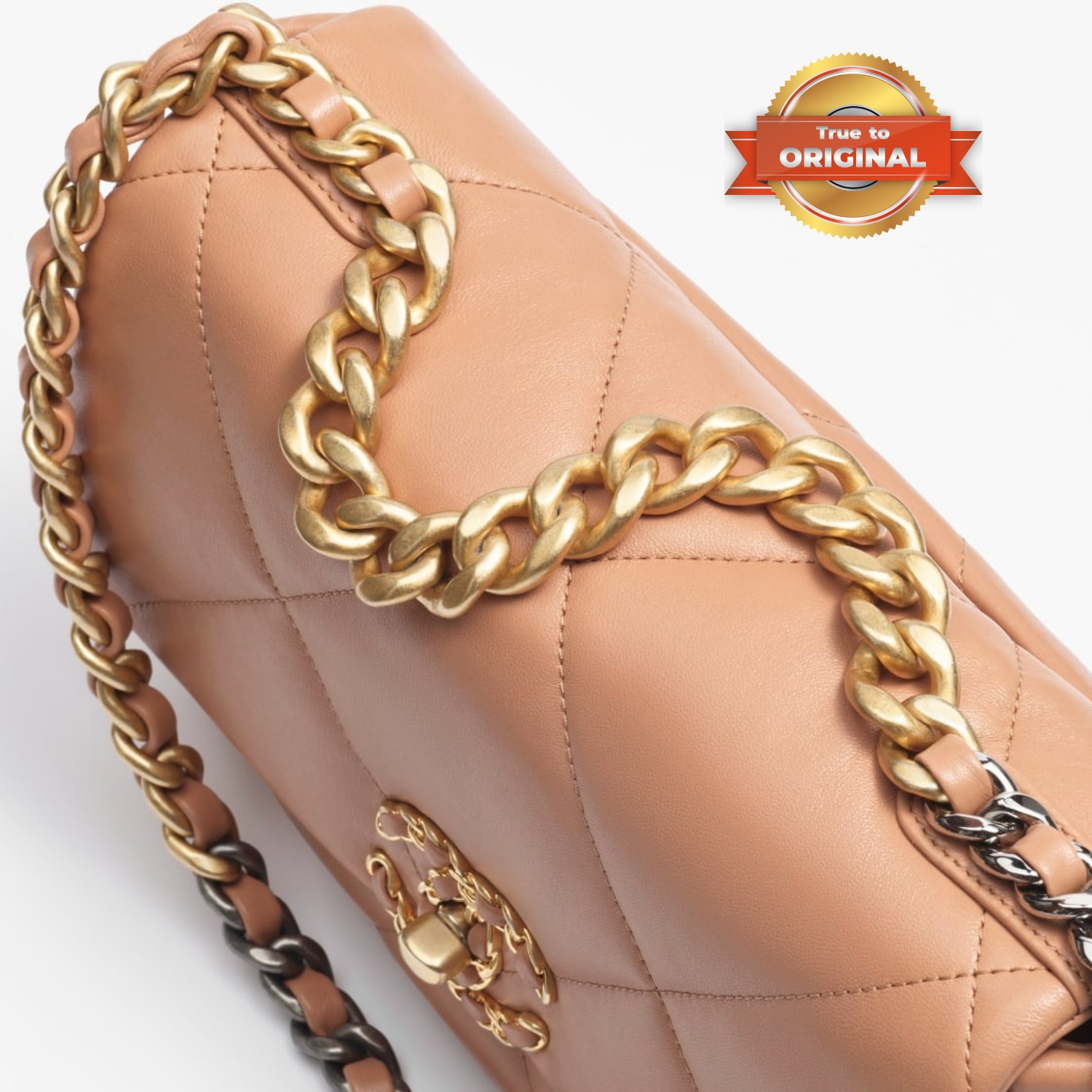 [True-to-ORIGINAL] Ch**el 19 Handbag Dark Beige For Women 26cm/10.1in AS1160 B04852 NZG77