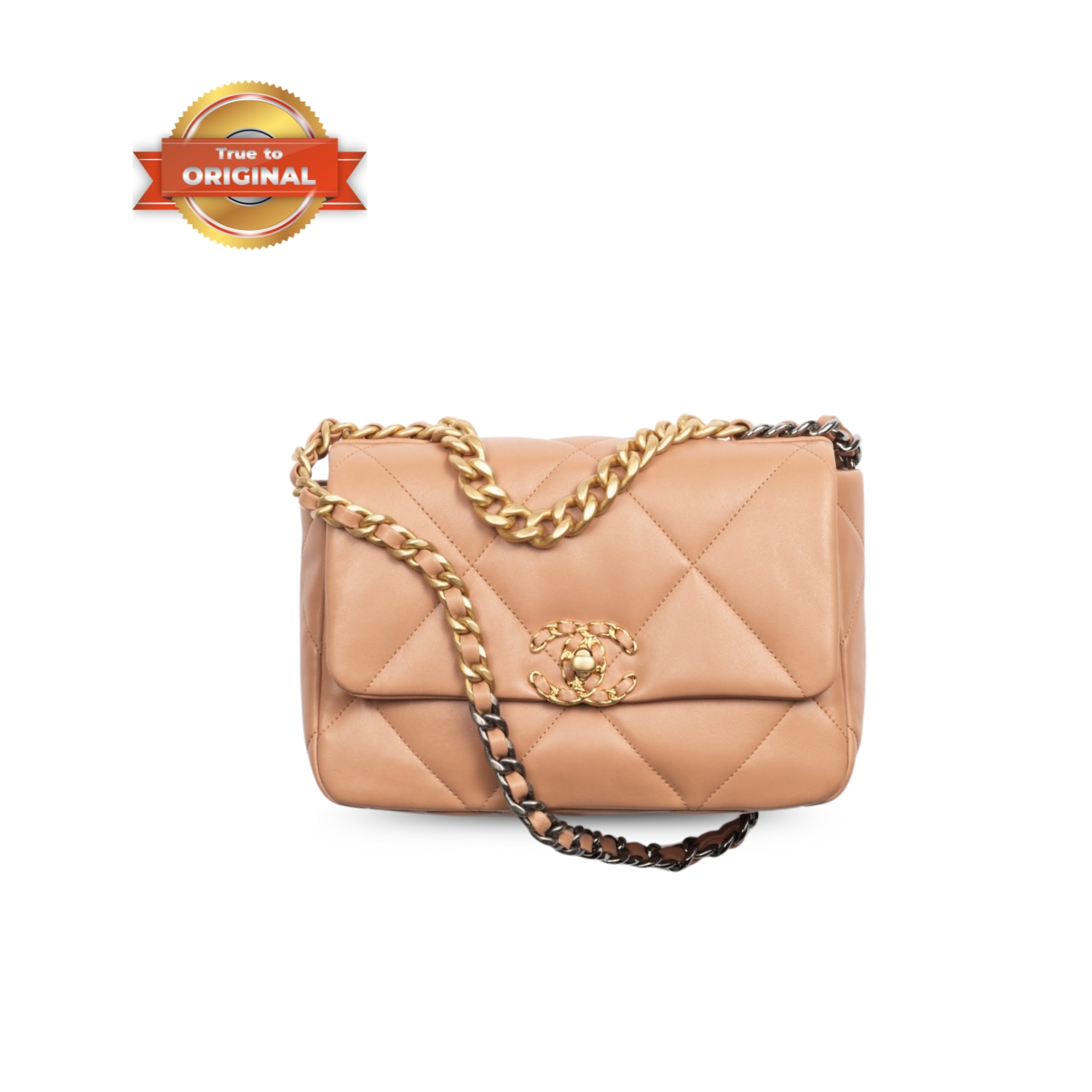 [True-to-ORIGINAL] Ch**el 19 Handbag Dark Beige For Women 26cm/10.1in AS1160 B04852 NZG77