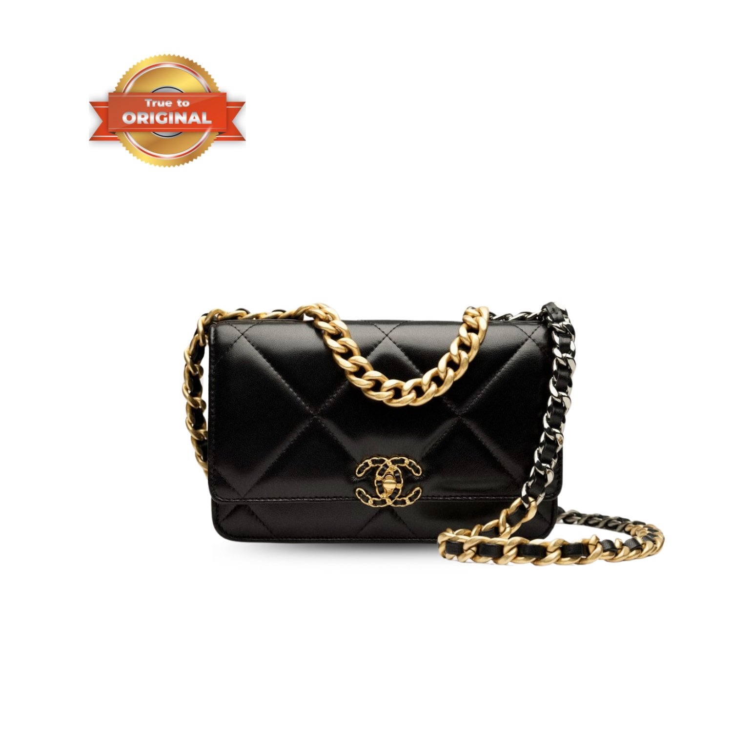 [True-to-ORIGINAL] Ch**el 19 Wallet On Chain Black For Women 19cm/7.5in AP3267 B04852 94305