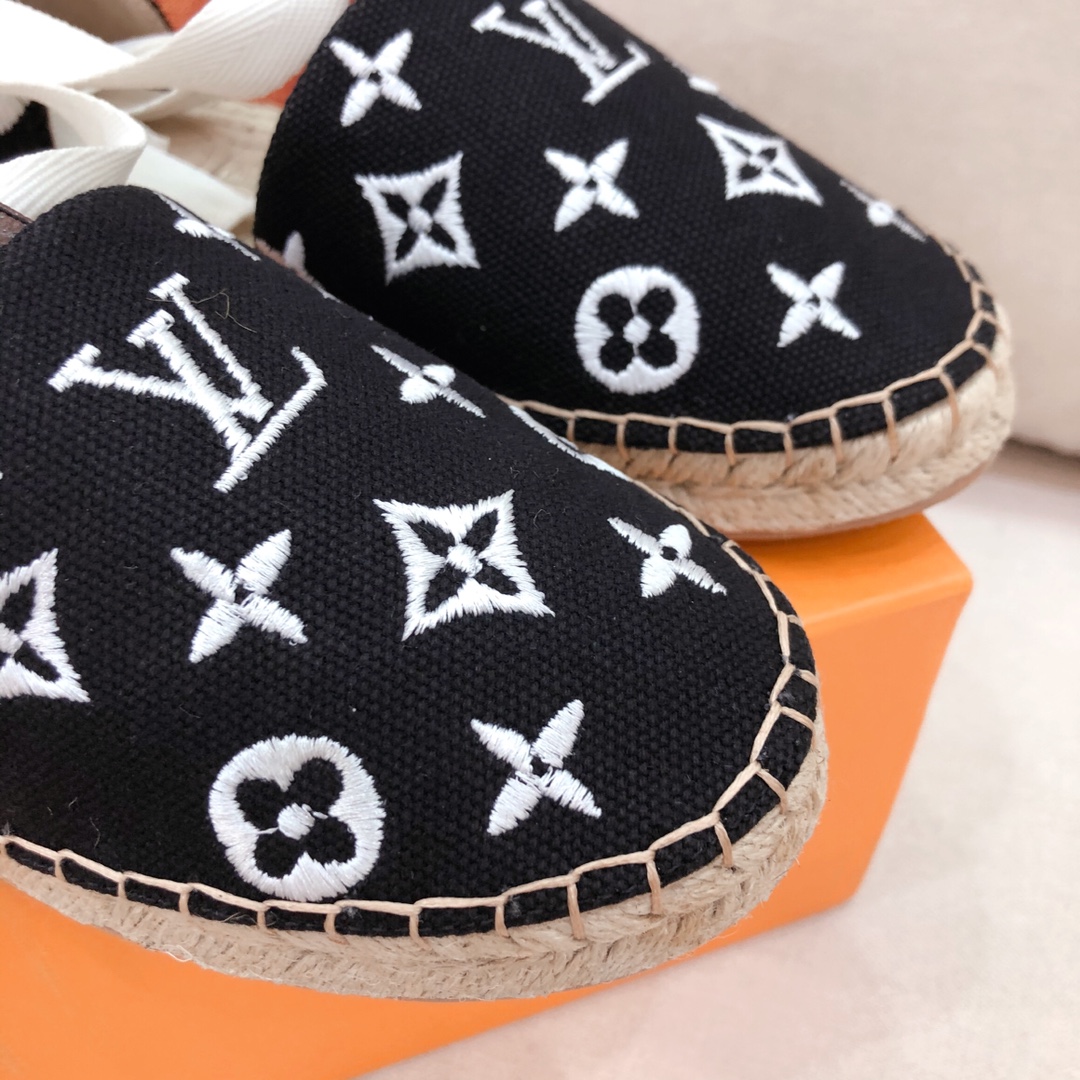 L0vis Vvtt0n Women’s Starboard Flat Espadrille Black For Women LV