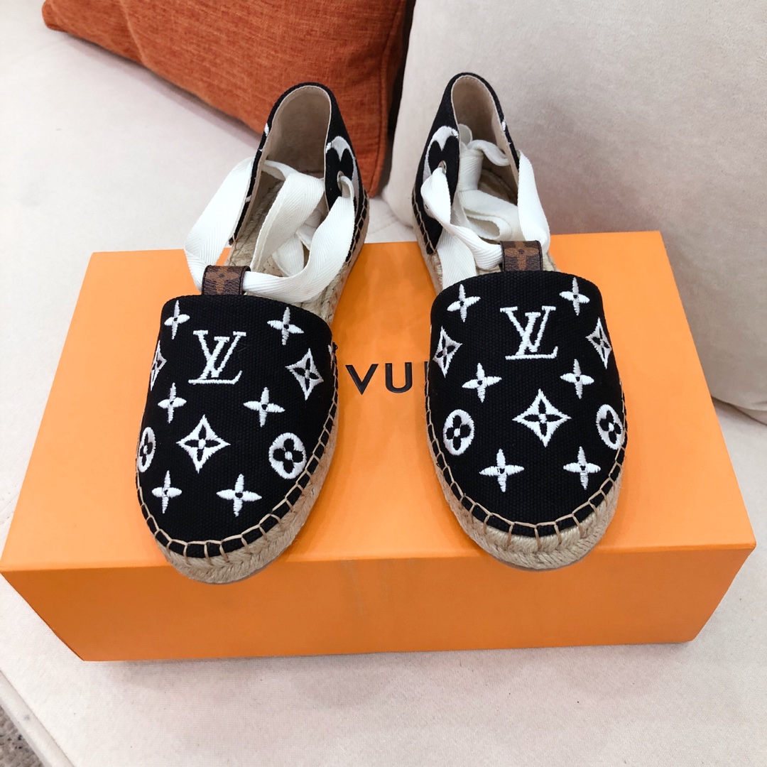L0vis Vvtt0n Women’s Starboard Flat Espadrille Black For Women LV