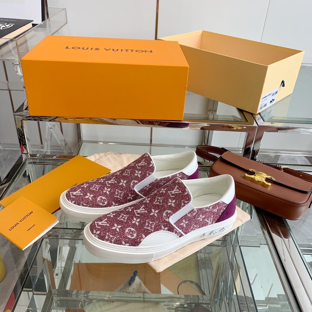 L0vis Vvtt0n Women’s Trocadero Slip On Red For Women LV