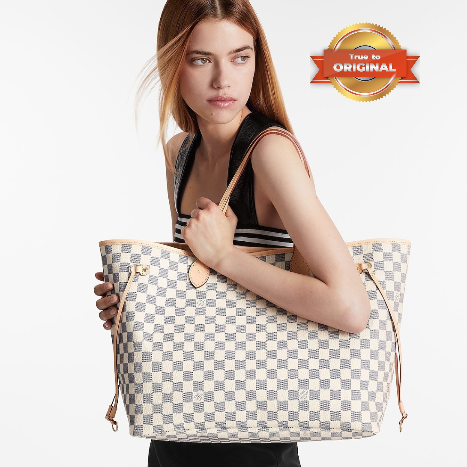 [True-to-ORIGINAL] L0vis Vvtt0n Neverfull GM Tote Bag Damier Azur Canvas Beige For Women 39cm/15.4in N40602