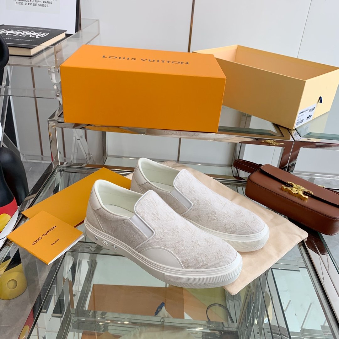 L0vis Vvtt0n Women’s Trocadero Slip On White For Women LV