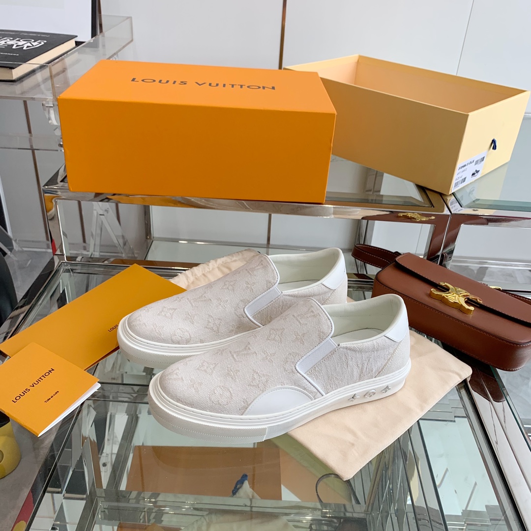 L0vis Vvtt0n Women’s Trocadero Slip On White For Women LV