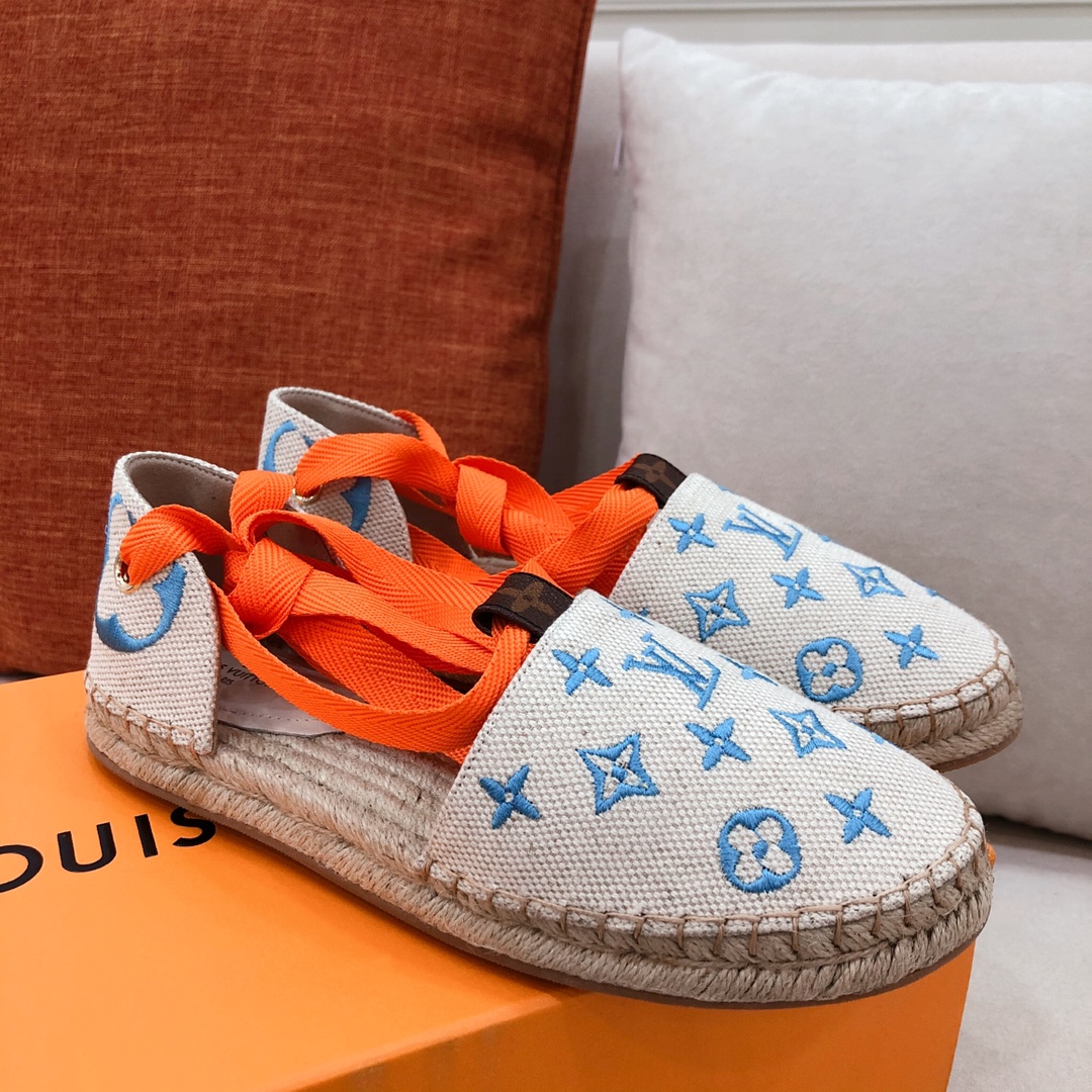 L0vis Vvtt0n Women’s Starboard Flat Espadrille Blue For Women LV