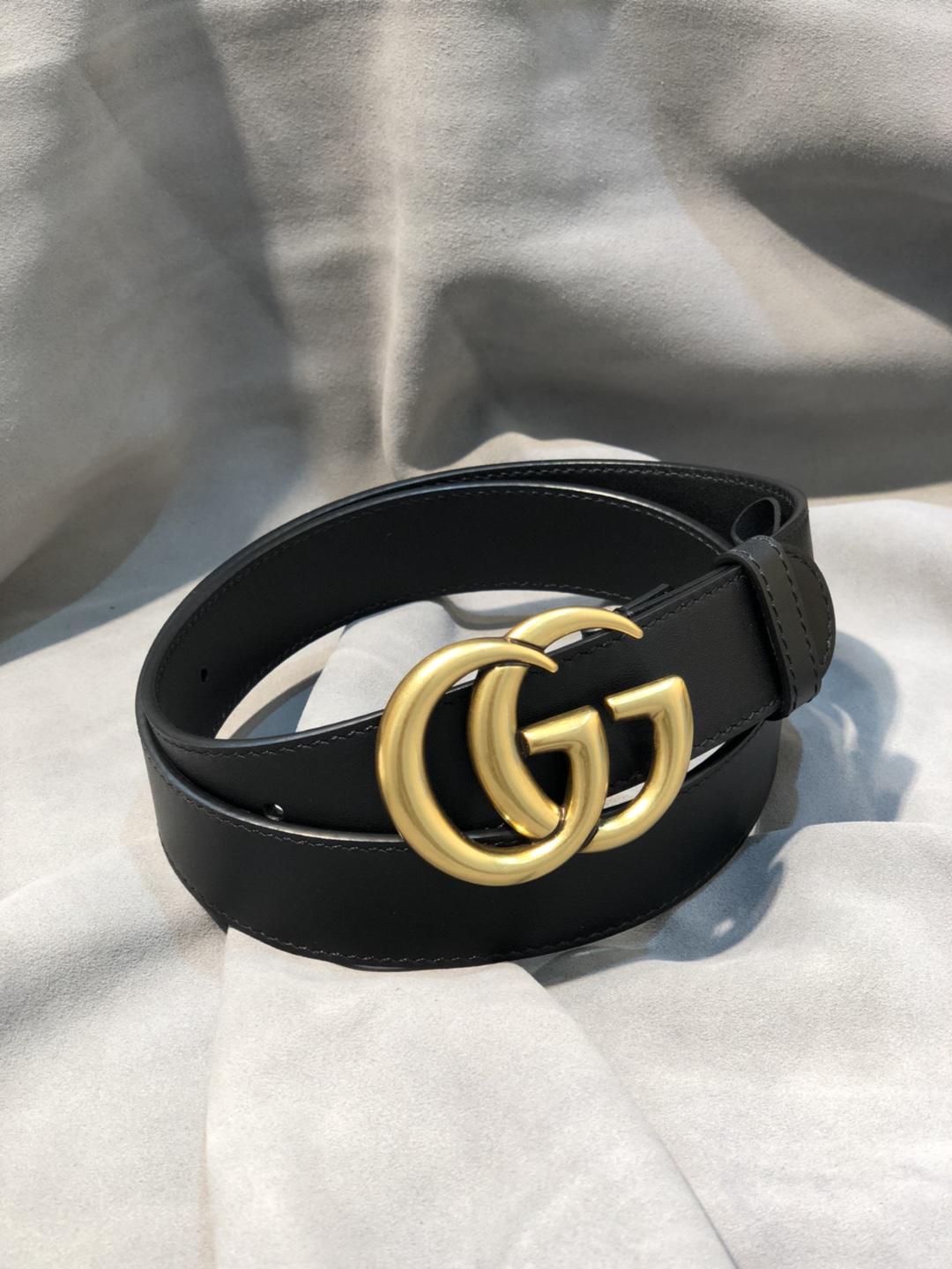 Gvc*1 Belt With Double G Buckle Black 1.2in/3cm