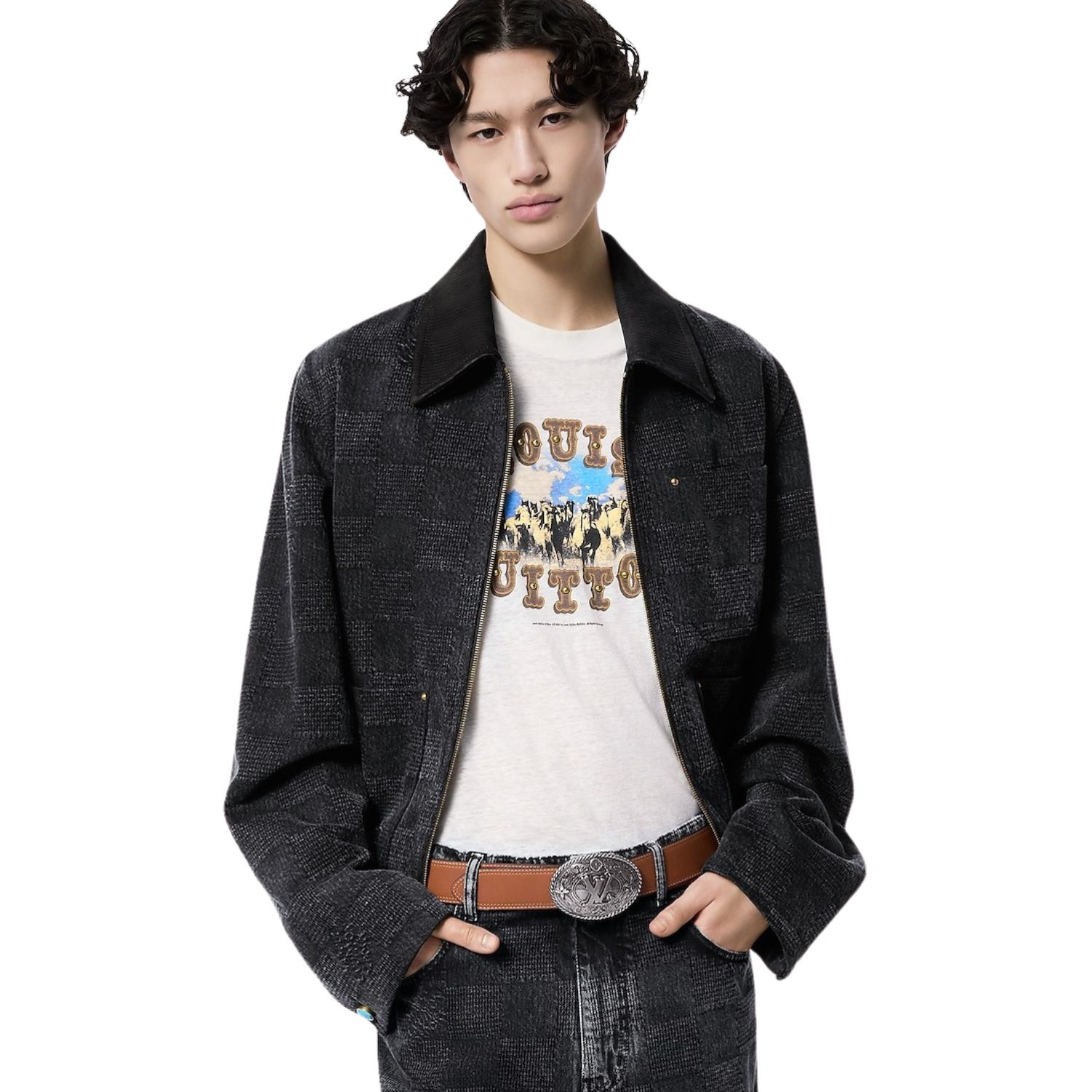 L0vis Vvtt0n LV Shield 35mm Reversible Belt Black For Men