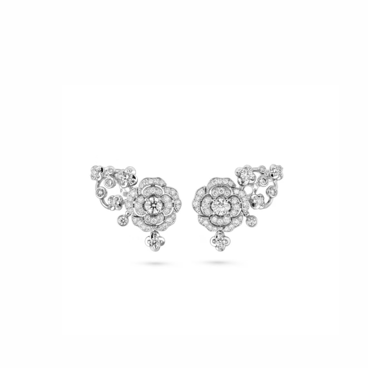 Ch**el Bouton De Camélia Earrings White Gold For Women J12039