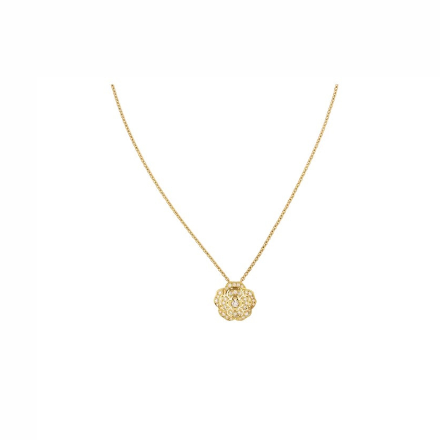 Ch**el Bouton De Camélia Necklace Yellow Gold For Women J12037