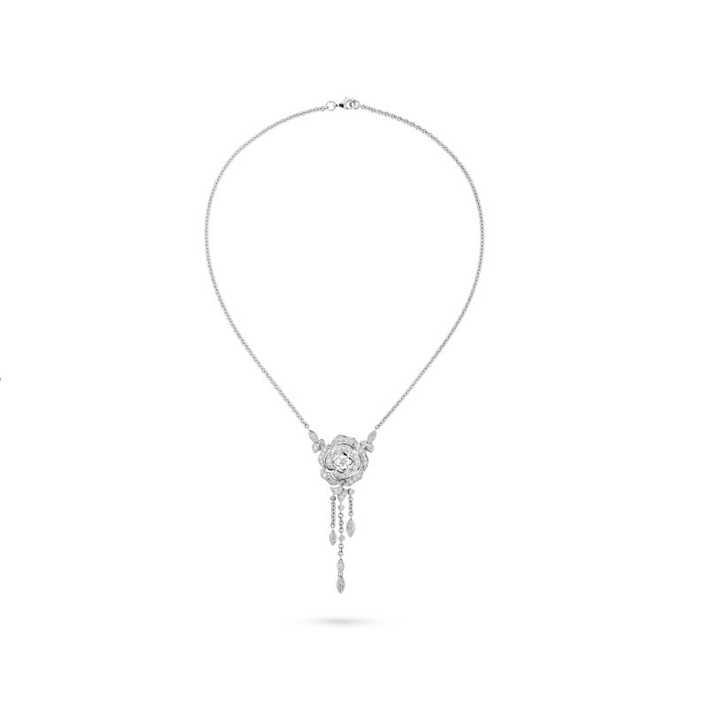 Ch**el Bouton De Camélia Transformable Necklace White Gold For Women J12445
