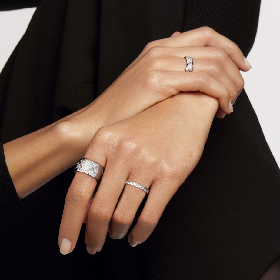 Ch**el Coco Crush Ring White Gold Large Version For Women J10863