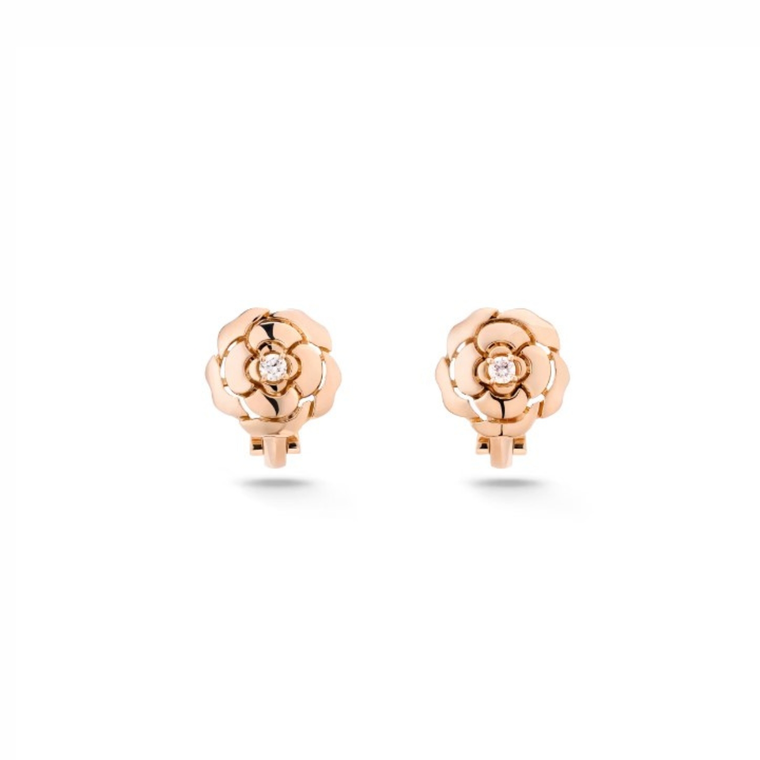Ch**el Extrait De Camélia Earrings Rose Gold For Women J11658