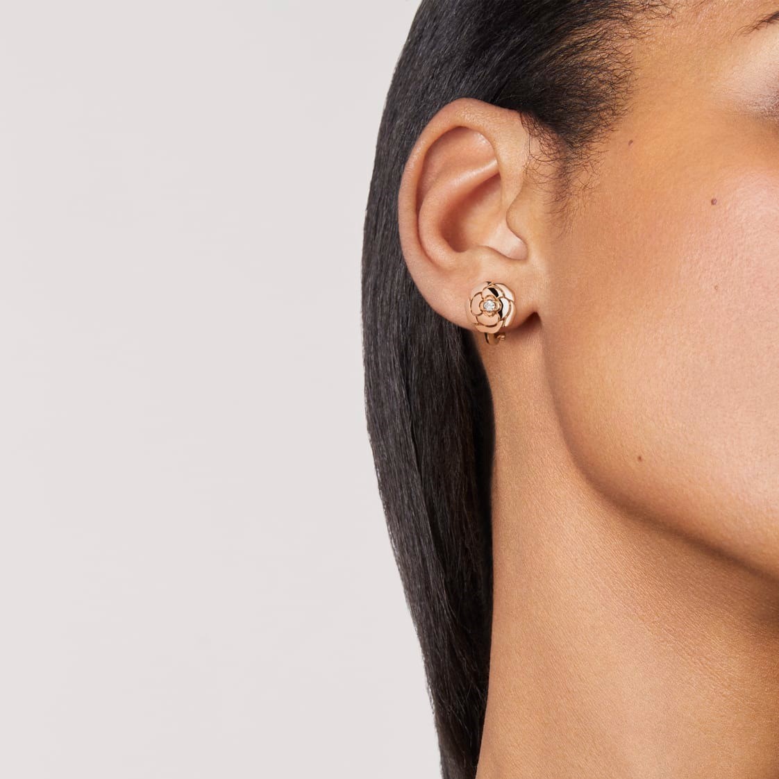 Ch**el Extrait De Camélia Earrings Rose Gold For Women J11658