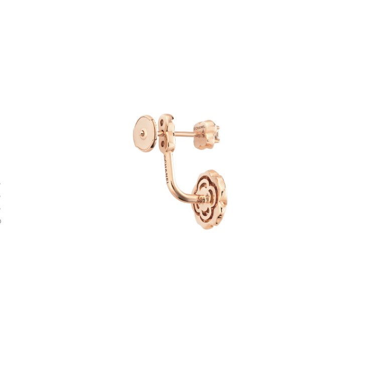 Ch**el Extrait De Camélia Single Earring Rose Gold For Women J12119