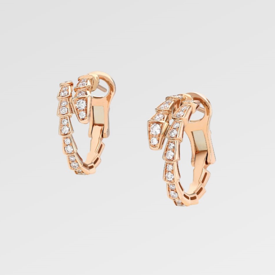 Bv1g*ai Serpenti Viper Earrings Rose Gold For Women 358361
