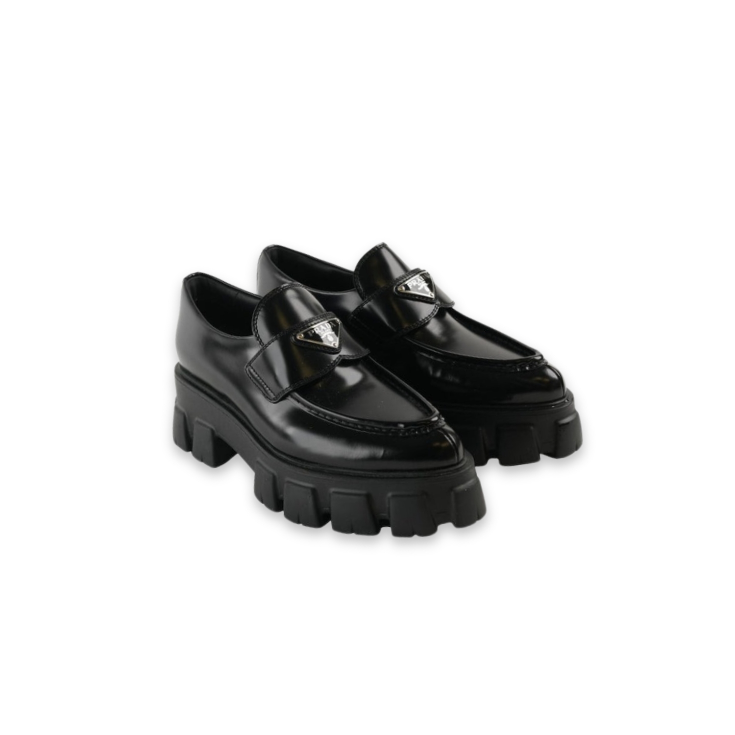 Pra*a Monolith Brushed Loafers Black 2.4in/60mm