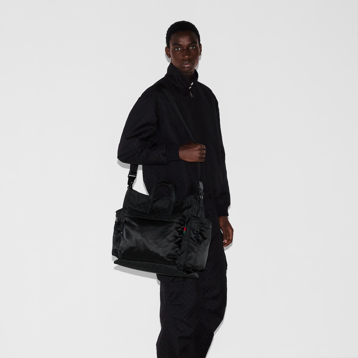 Gvc*1 Large GG Tote Bag Black For Men 15in/38cm 818962 FAEEE 1062