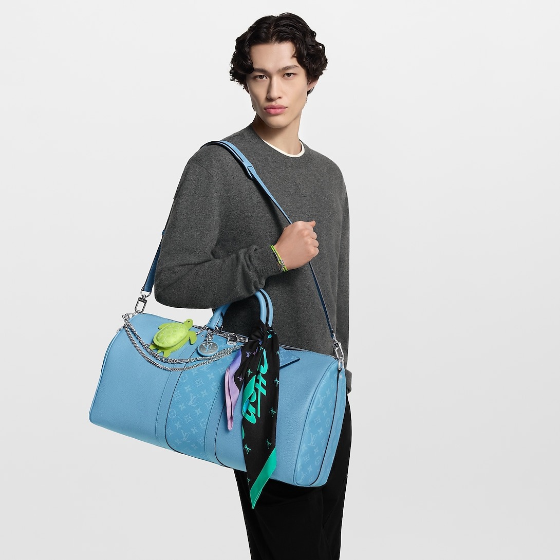 [True-to-ORIGINAL] L0vis Vvtt0n Keepall Bandoulière 50 Sky Blue 19.7in/50cm M14122