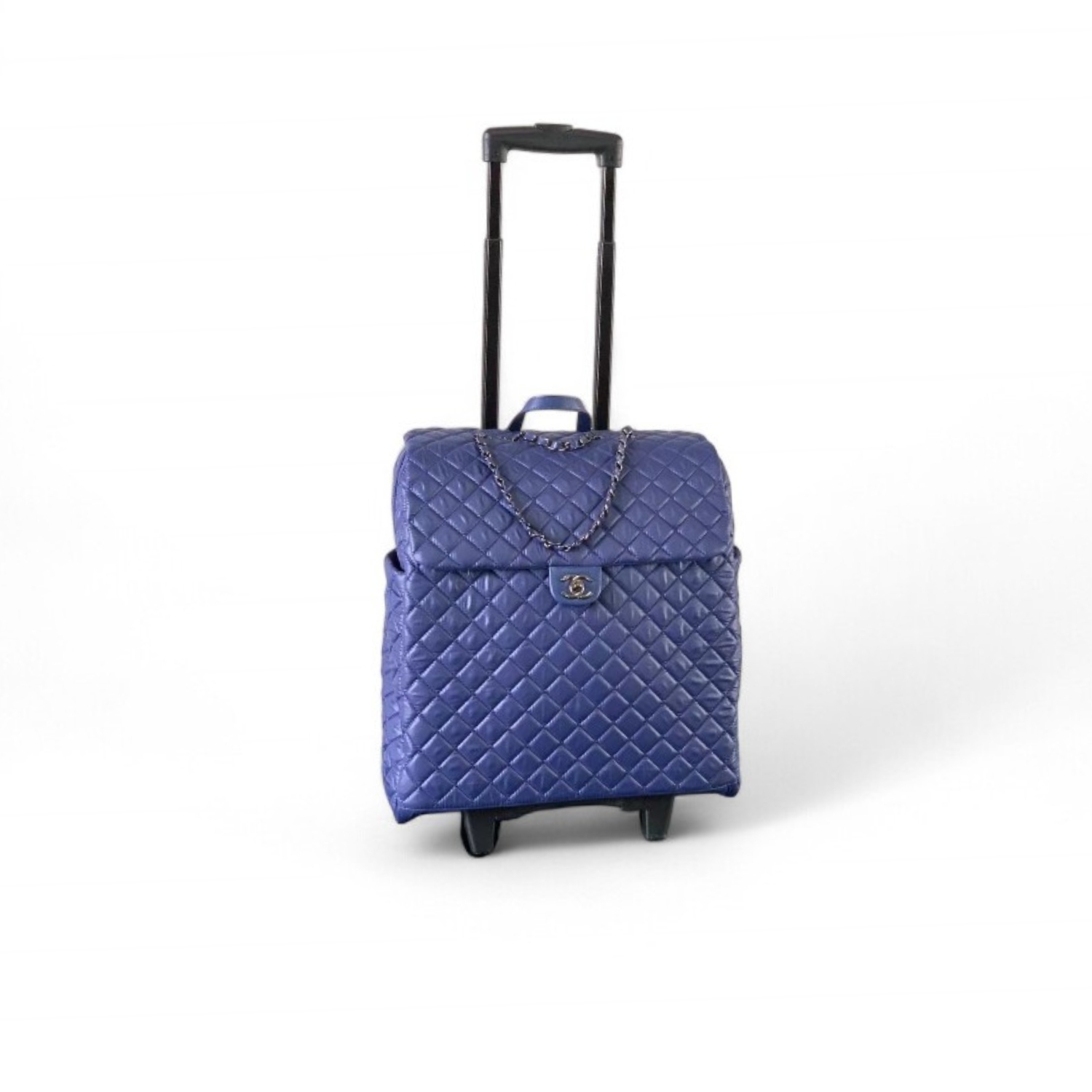Ch**el Classic Quilted Suitcase Blue 17.7in/45cm