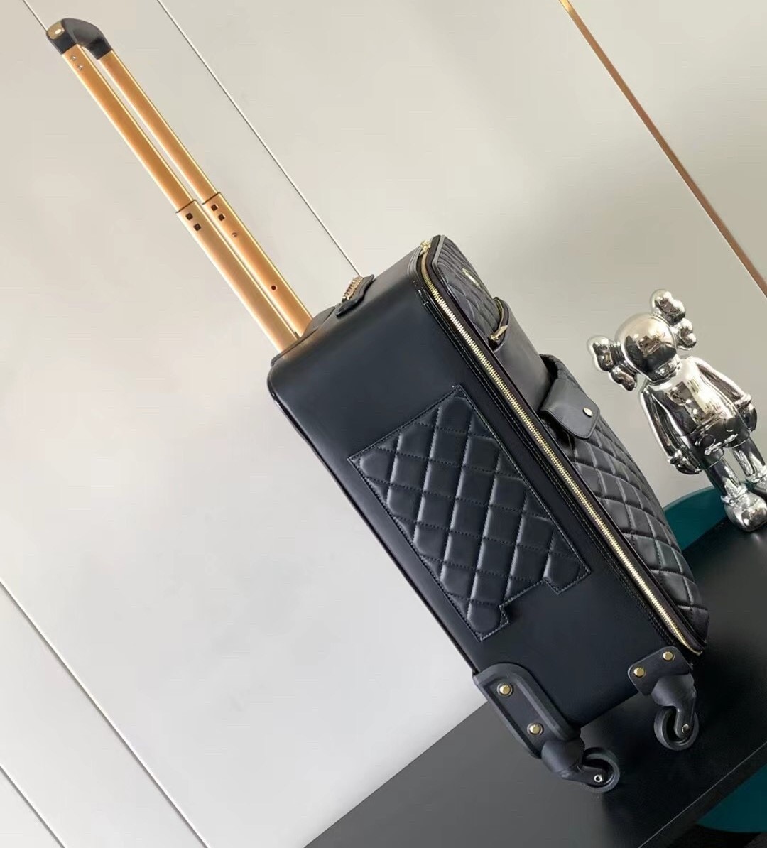 Ch**el Quilted Suitcase Black For Women 19.7in/50cm