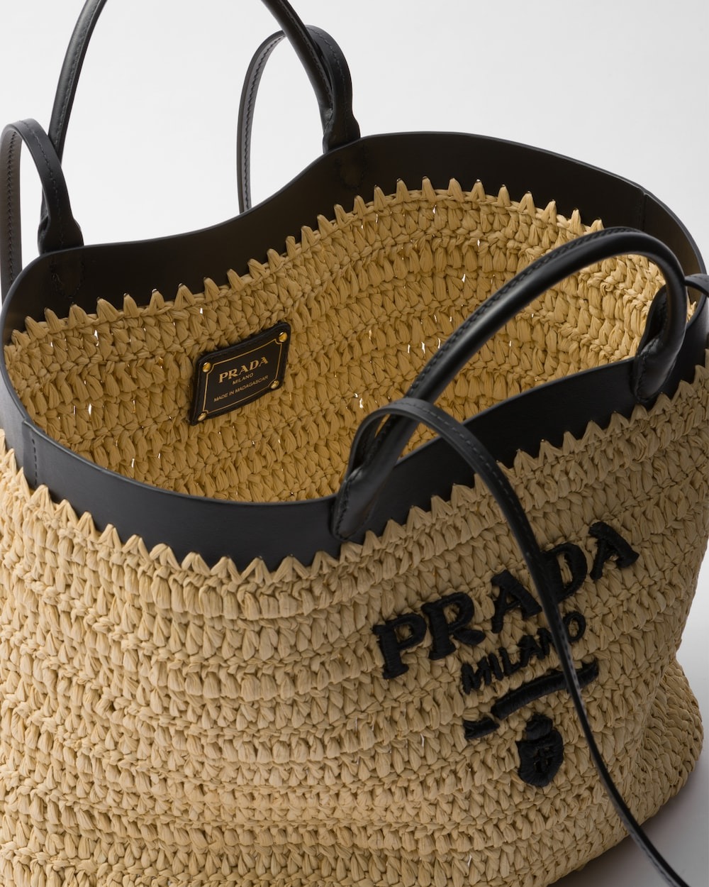 Pra*a Medium Crochet Tote Bag Tan For Women 29cm/11in – 1BG499_2M2Q_F0I55_V_GOO