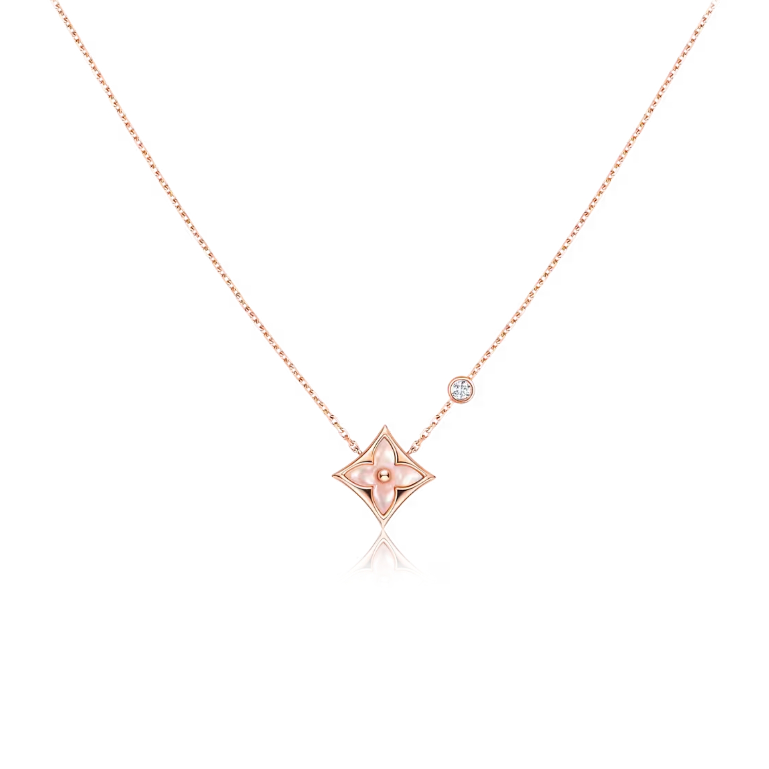 L0vis Vvtt0n Color Blossom BB Star Pendant Necklace Pink-Toned For Women Q93612