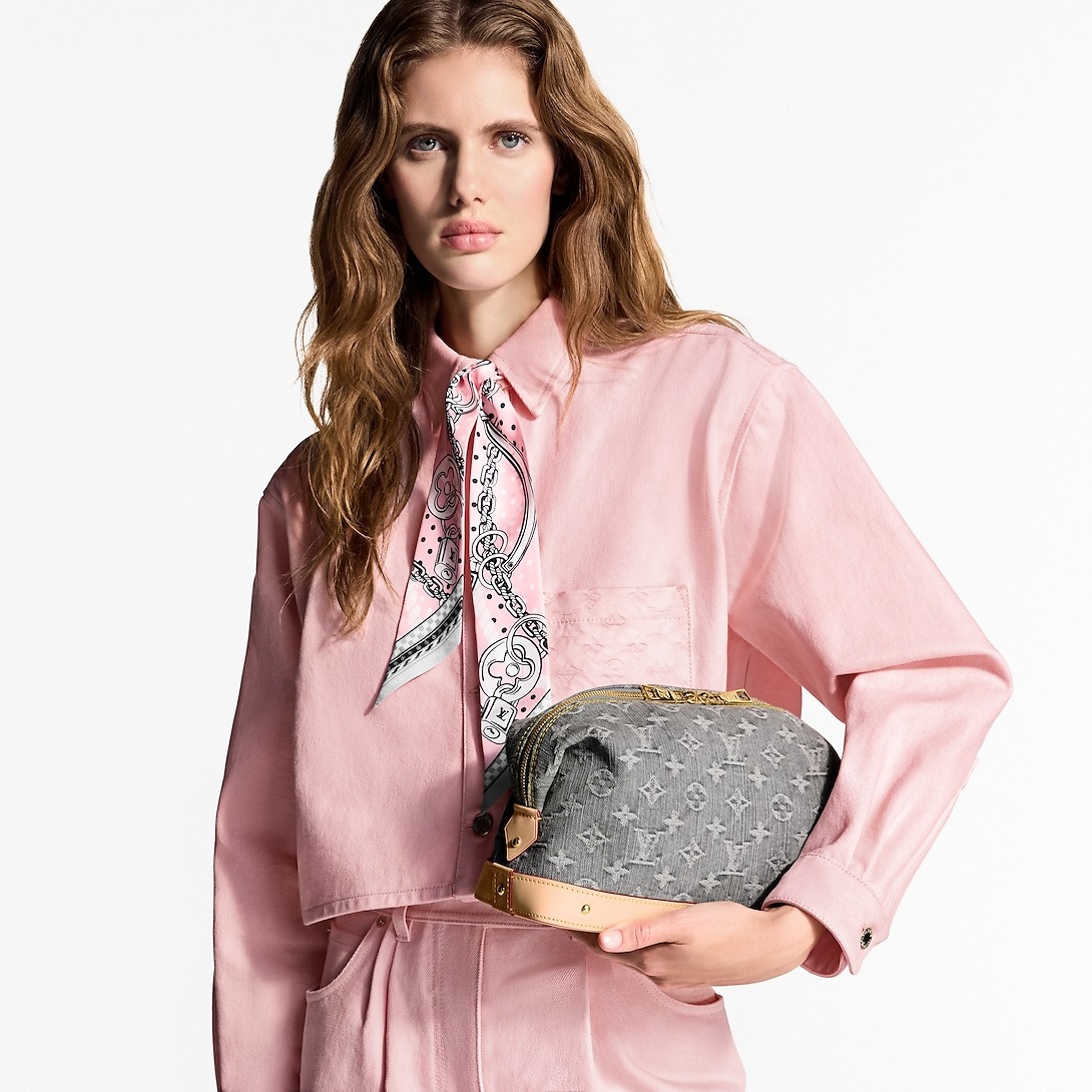 L0vis Vvtt0n Cosmetic Pouch GM Cloudy Gray For Women 10.6in/27cm M13750