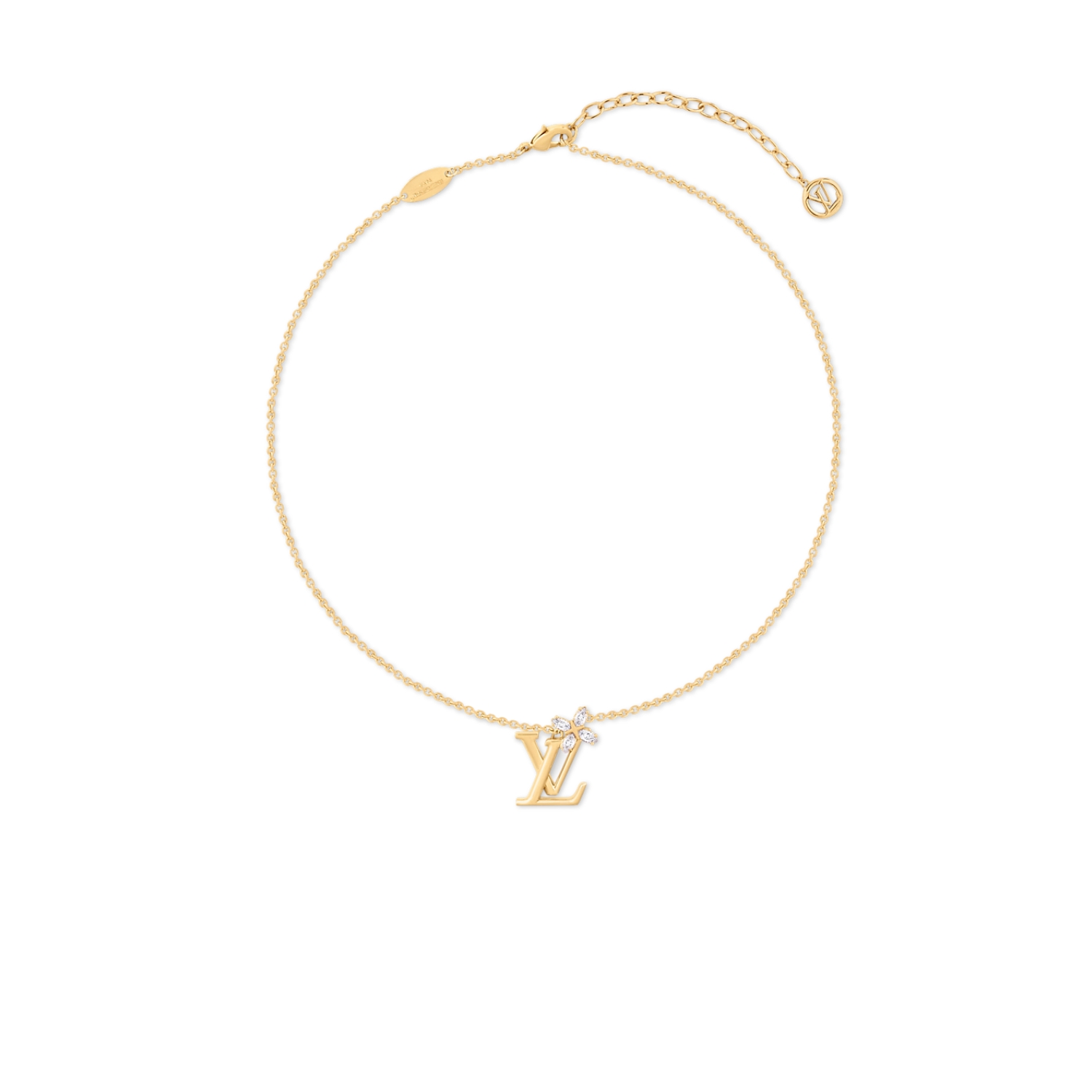 L0vis Vvtt0n LV Iconic Flower Necklace Gold-Toned For Women M02167