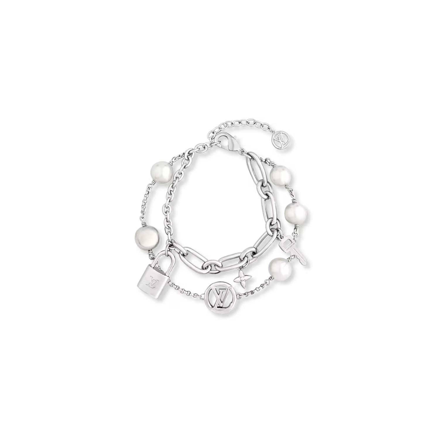 L0vis Vvtt0n Mix Chains Bracelet Silver-Toned For Women – M1380A