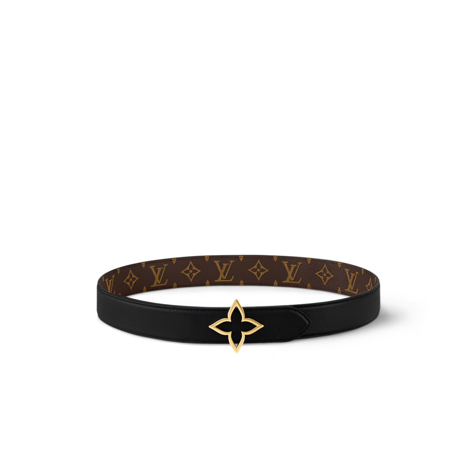 L0vis Vvtt0n Slim Flower 35mm Reversible Belt Black For Women M8899U