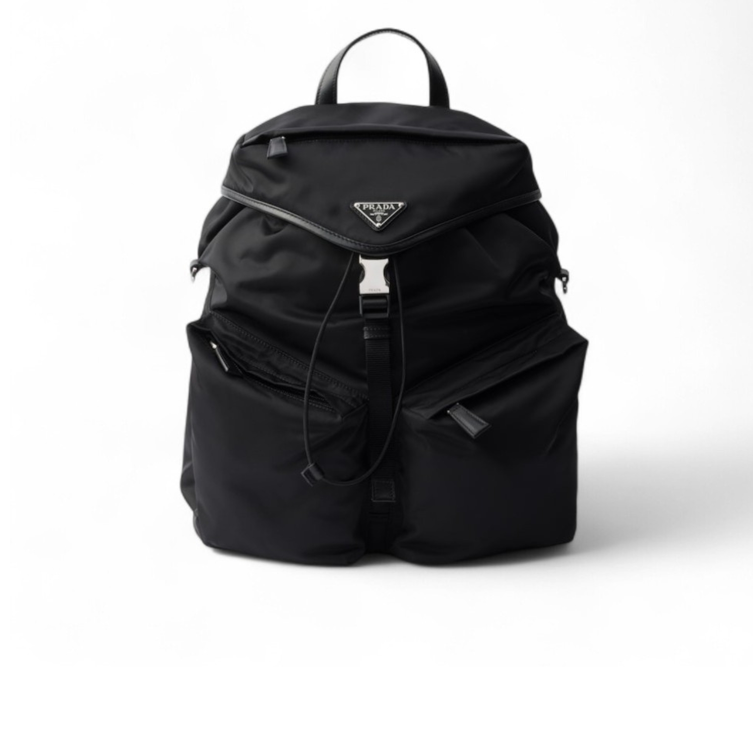Pra*a Re-Nylon And Leather Backpack Black For Men 11.8in/30cm 2VZ108_2DW3_F0002_V_DYO