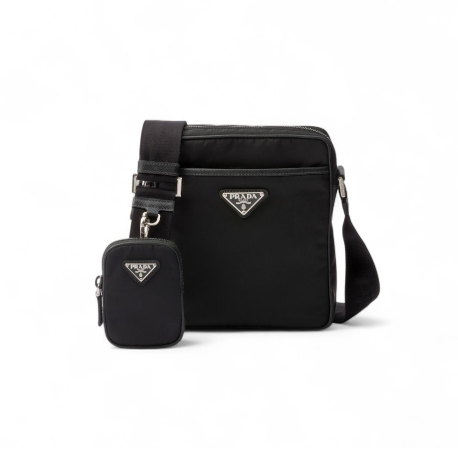 Pra*a Re-Nylon And Leather Shoulder Bag For Men 6.7in/17cm 2VH112_2DMH_F0002_V_XOP