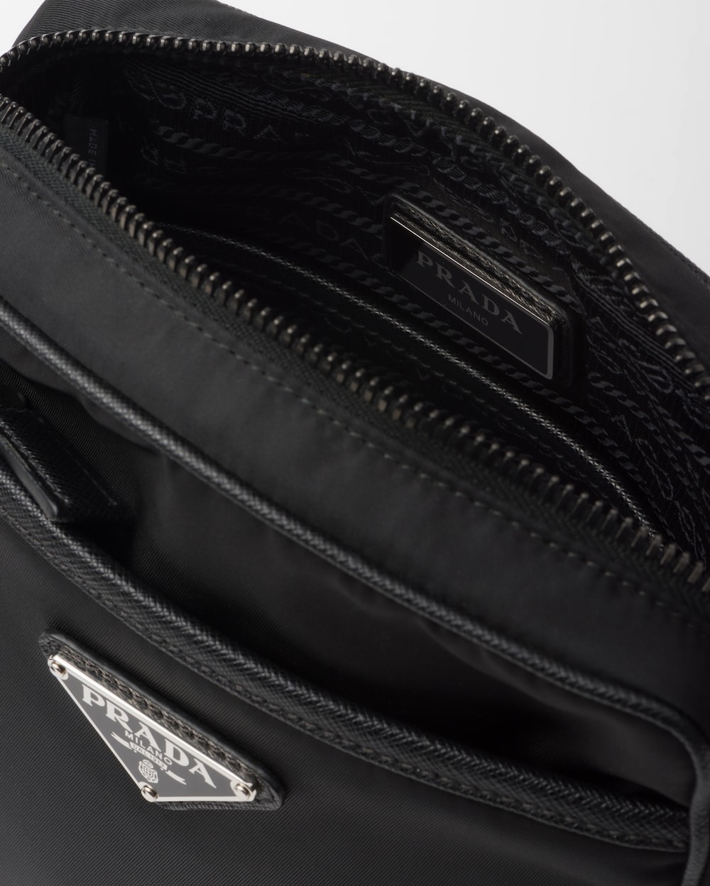 Pra*a Re-Nylon And Leather Shoulder Bag For Men 6.7in/17cm 2VH112_2DMH_F0002_V_XOP