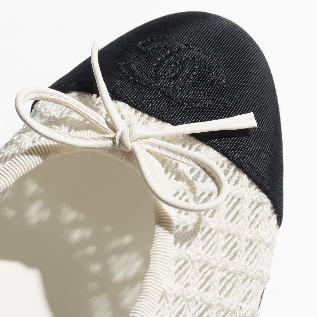 Ch**el Ballet Flats White/Black For Women G02819-B20352-U0612