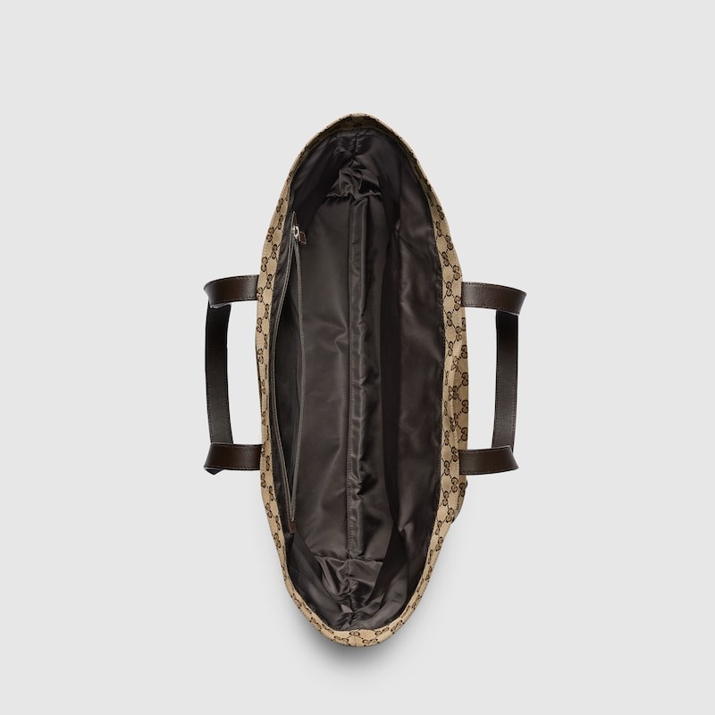 Gvc*1 GG Canvas Maxi Tote Bag Beige And Dark Brown For Men 18in/46cm 802166 FADUU 8657