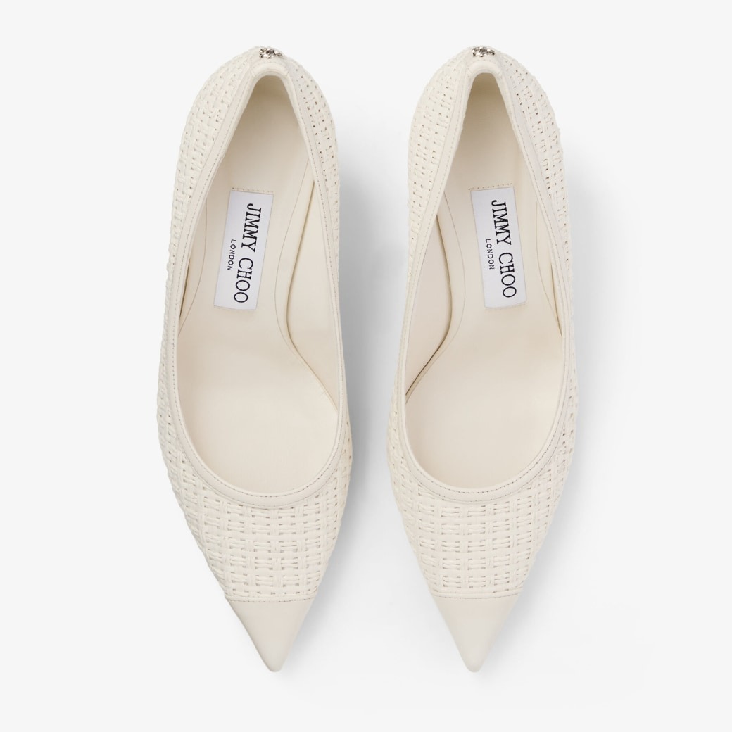 J1m*y Ch00 Love 65 Raffia And Leather Pumps Latte For Women LOVE65JVZ