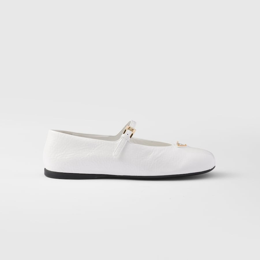 Pra*a Patent Leather Ballerinas White For Women 1F793N_H27_F0009_F_005