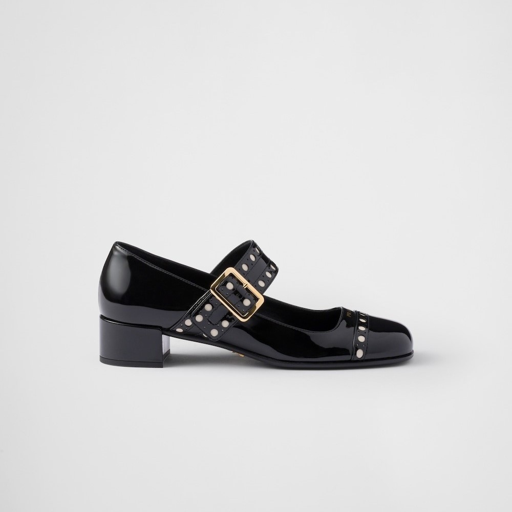 Pra*a Patent Leather Mary Jane Pumps Black For Women 1I816N_069_F0002_F_035