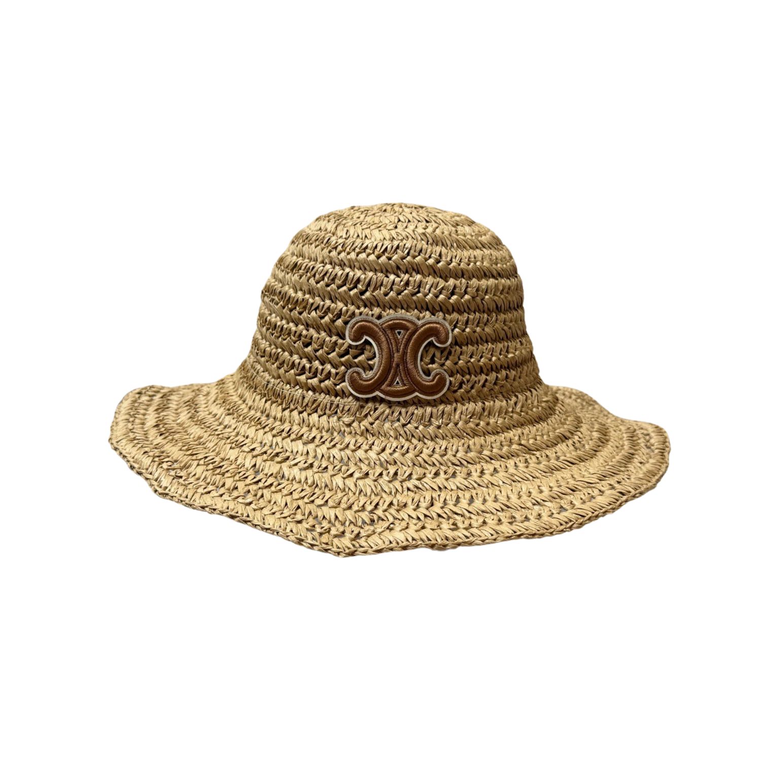 Ce1i*e Wide Brim Straw Hat Raffia Brown For Women 57cm/22.4in