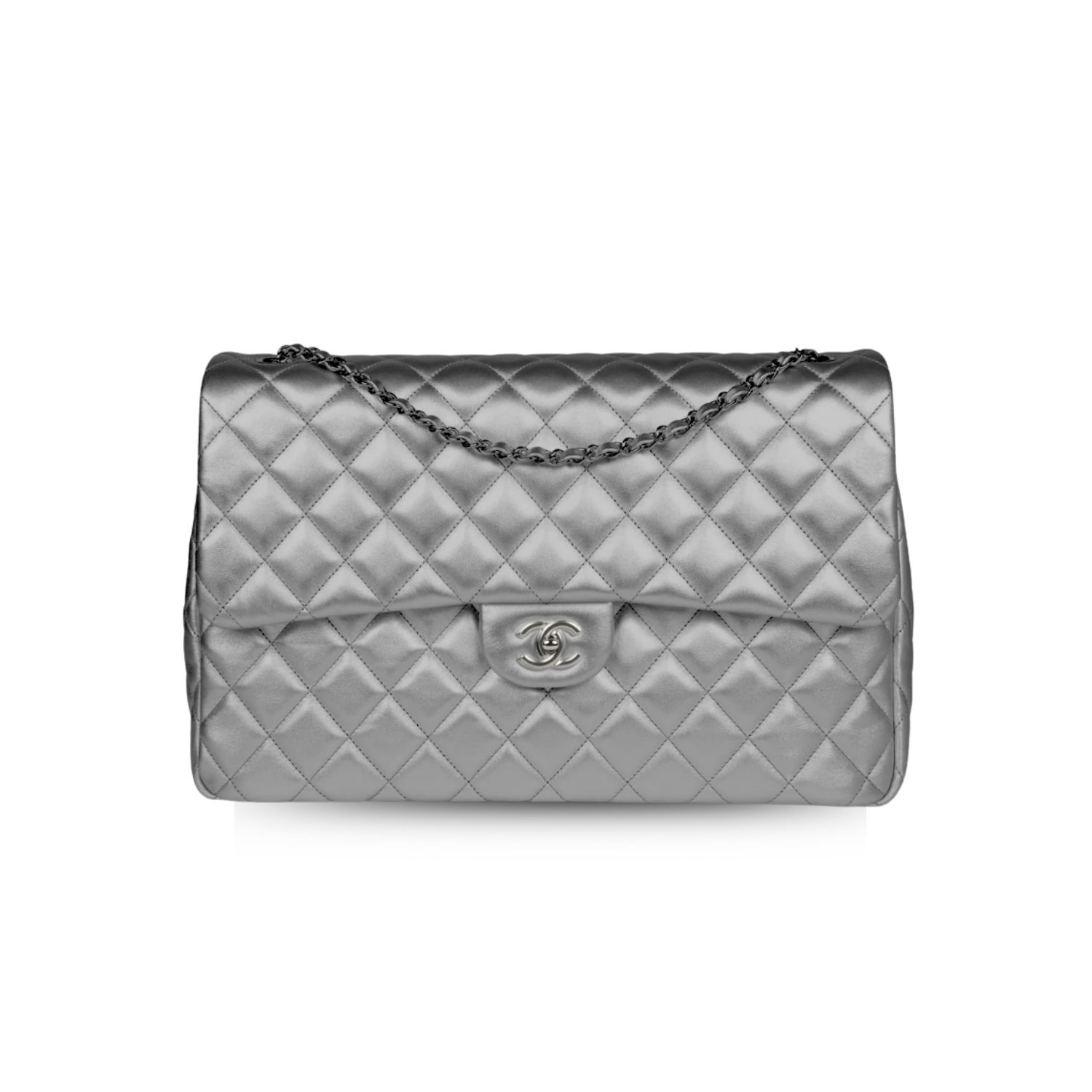 Ch**el Maxi Jumbo XL Classic Bag Grey For Women 35cm/13.8in