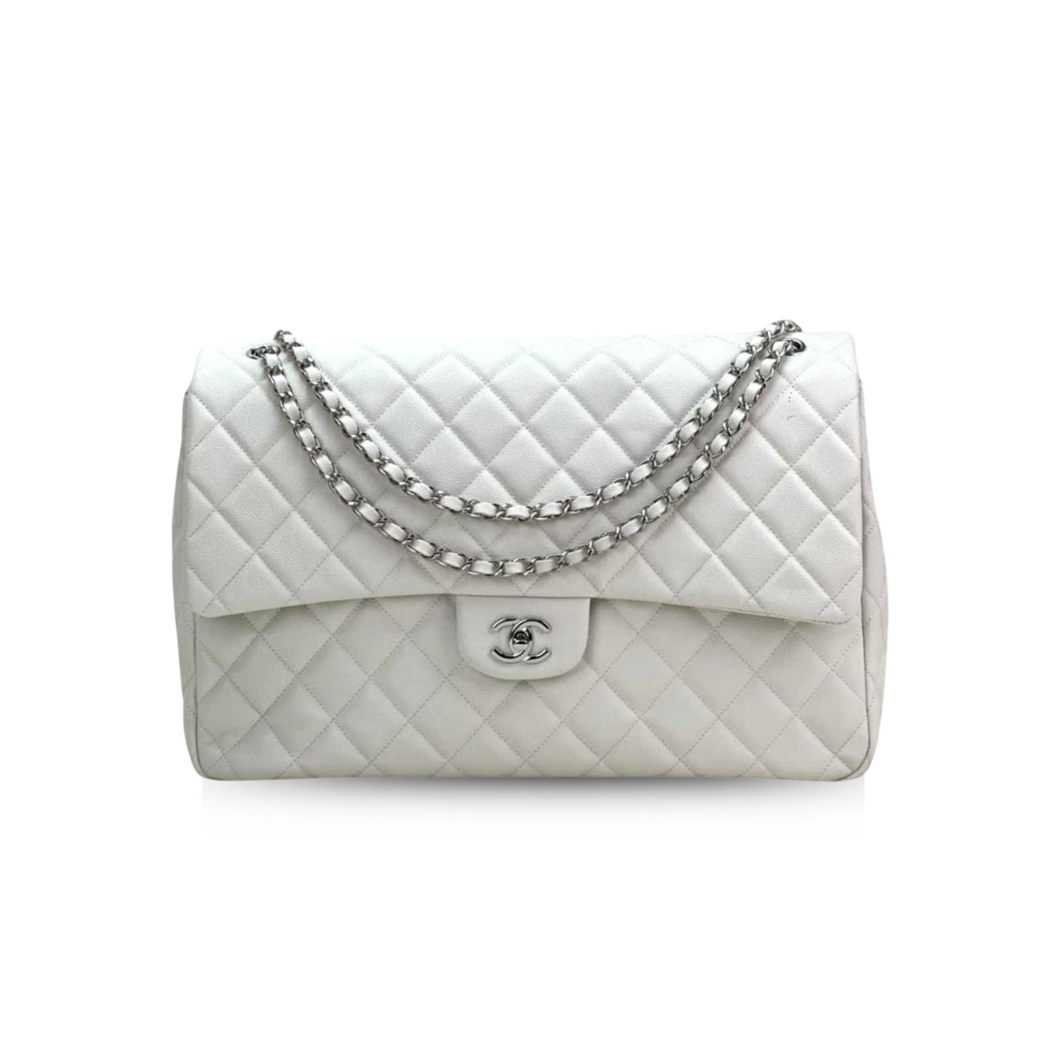 Ch**el Maxi Jumbo XL Classic Bag White For Women 35cm/13.8in